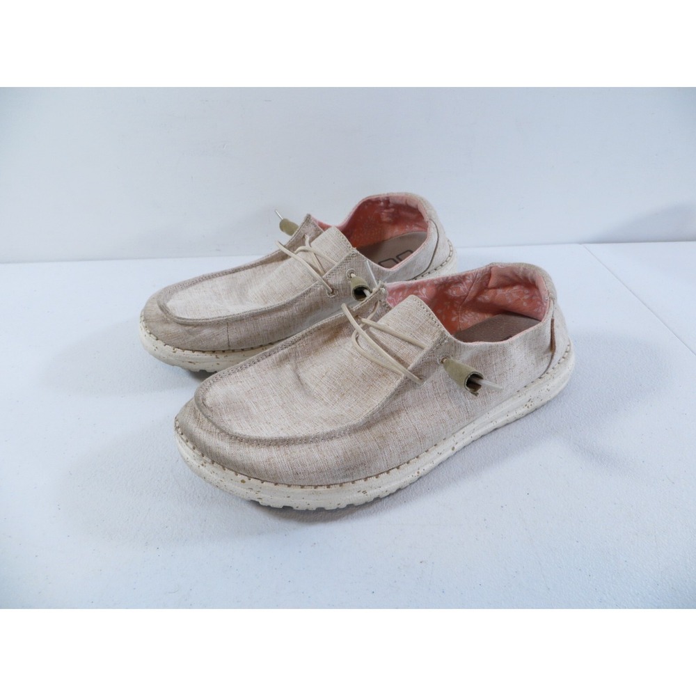 Hey‎ Dude Wendy Chambray White Nut Women's Slip On Loafer Shoes Size 8